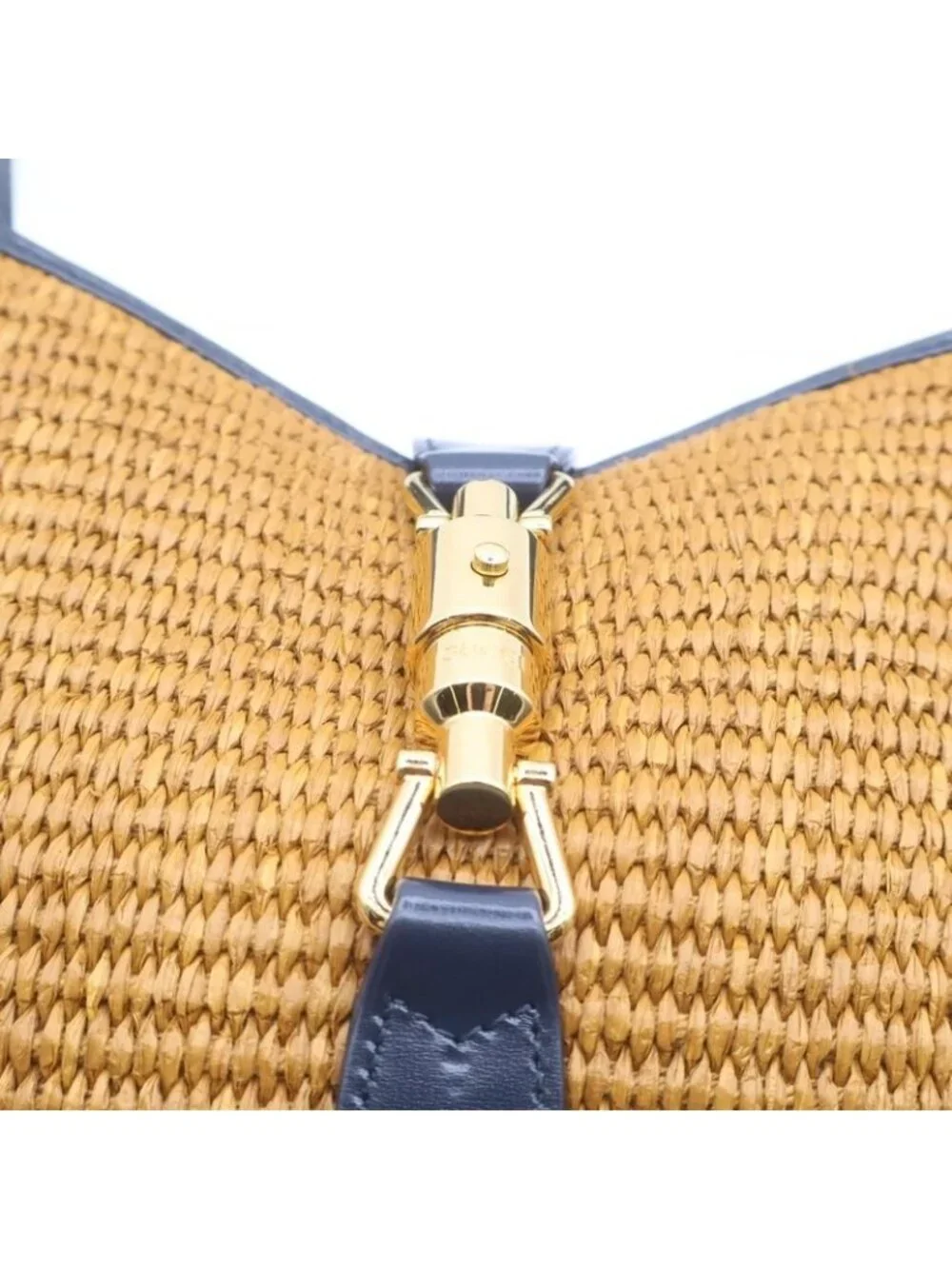 ★SOLD★ Gucci Jackie 2-Way Shoulder Bag Basket Navy Brown Leather Gold - Picture 5 of 6